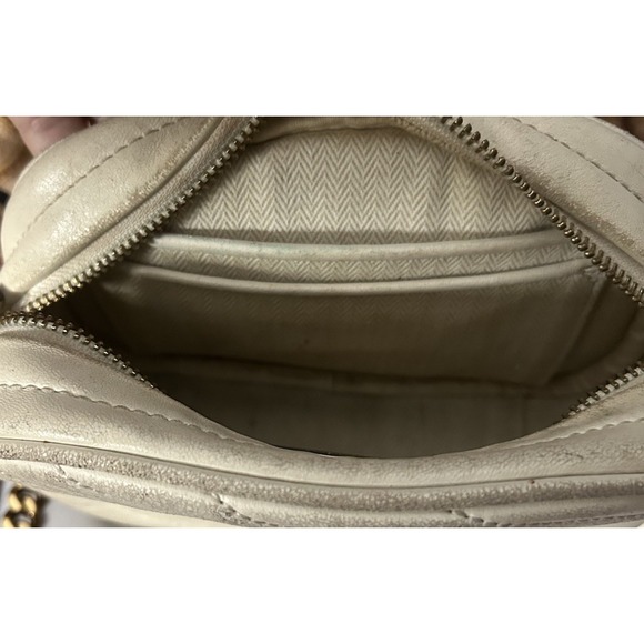 Tory Burch Kira Chevron Quilted Camera Bag Ivory Leather Gold - Picture 7 of 8